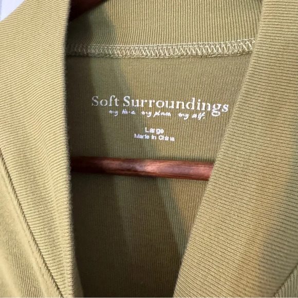 Soft Surroundings Northport Jacket Snap Button Up Long Green Cardigan Size L - Picture 3 of 9
